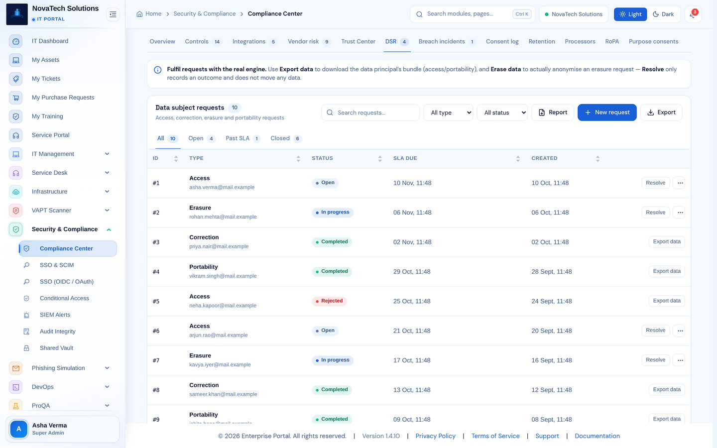 Infronest product screenshot (dpdp_c)