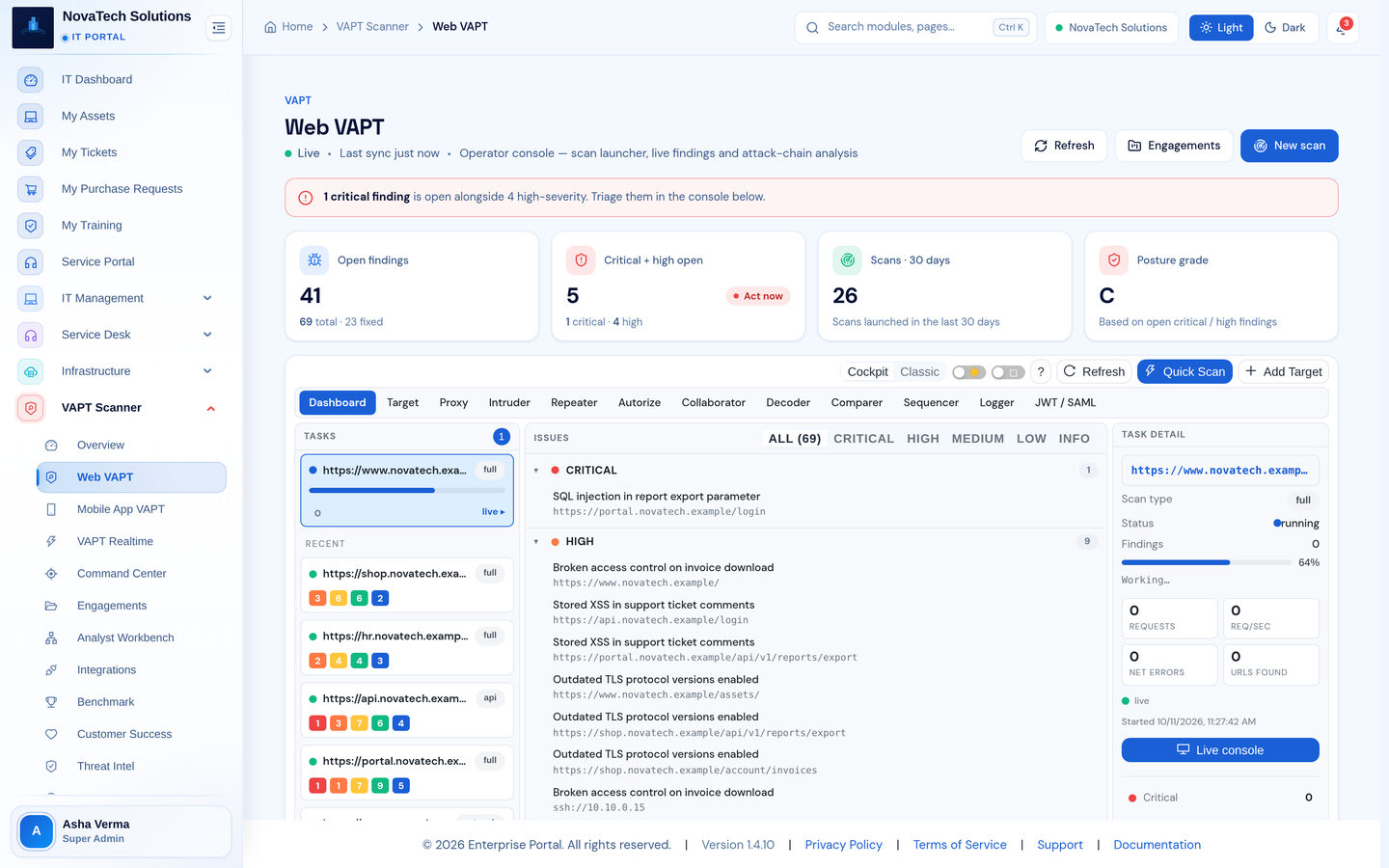 Infronest product screenshot (webvapt)